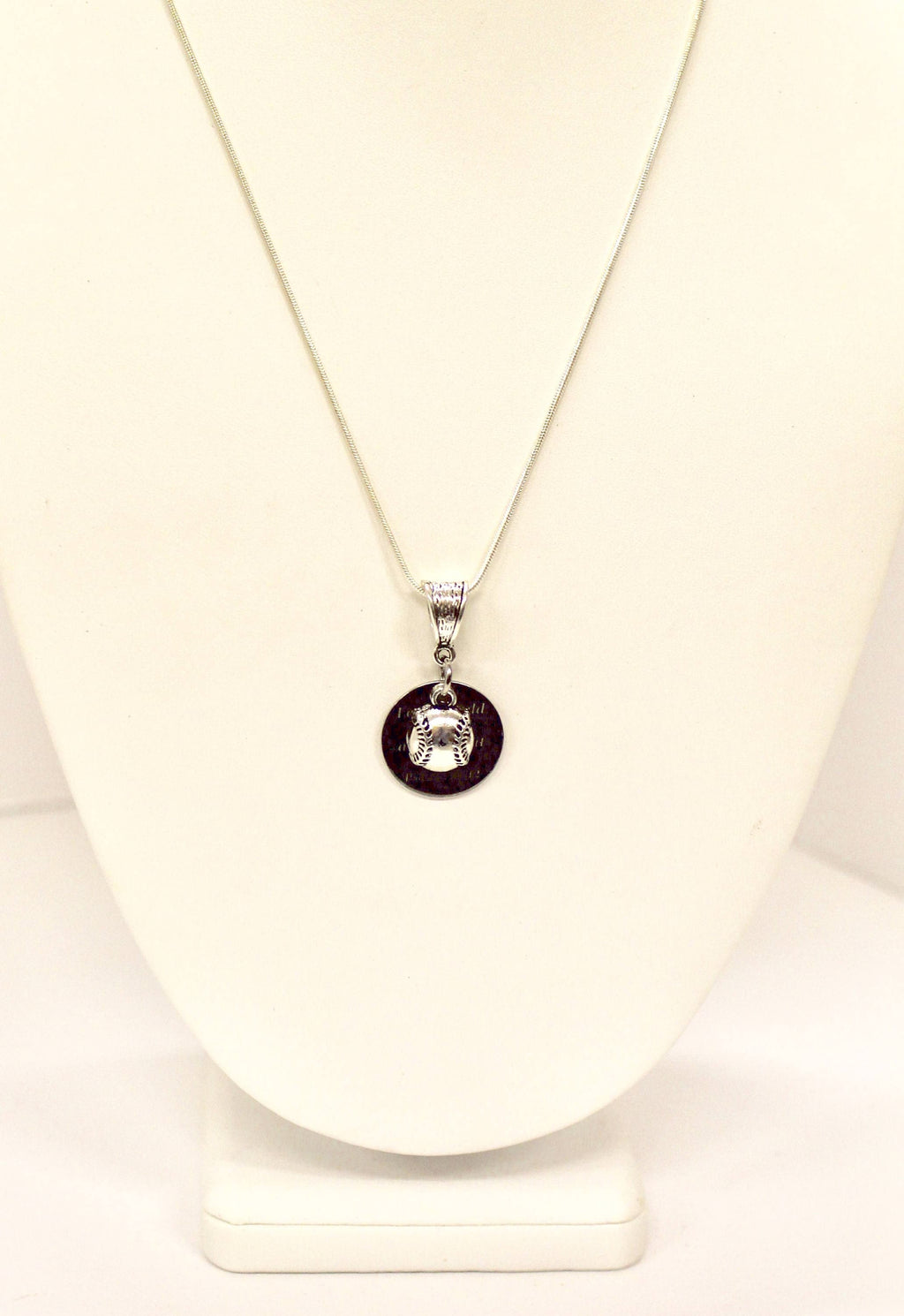 Baseball Let The Field Be Joyful and All That Is In It Pendant on Silver Chain, Psalms 96 12 Bible Verse Jewelry Gift For Her